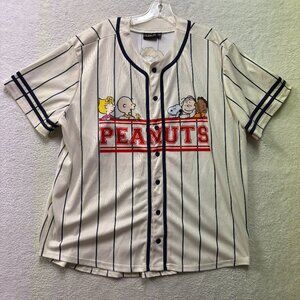 Peanuts Snoopy & Woodstock Pinstripe Baseball Jersey Unisex Size 3XL